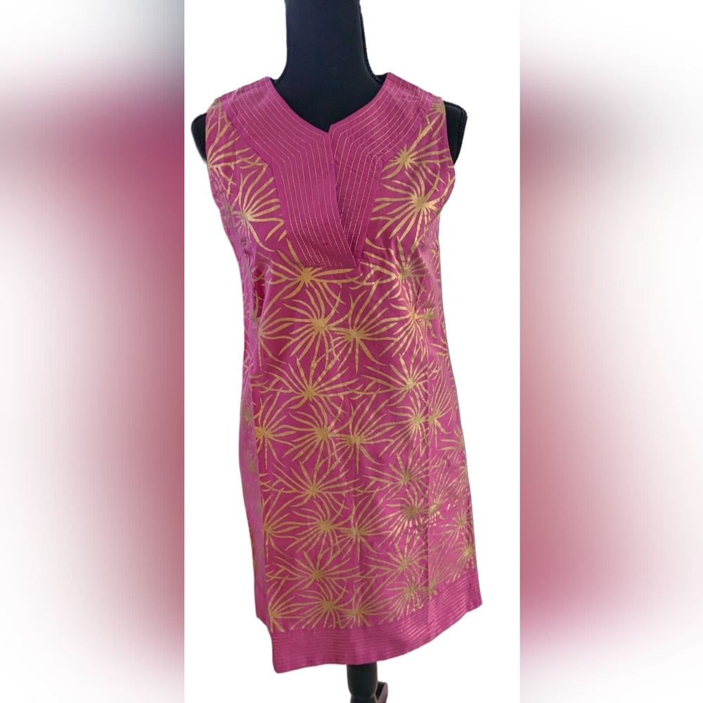 Gretchen Scott Designs pink and gold sleeveless dress NWT